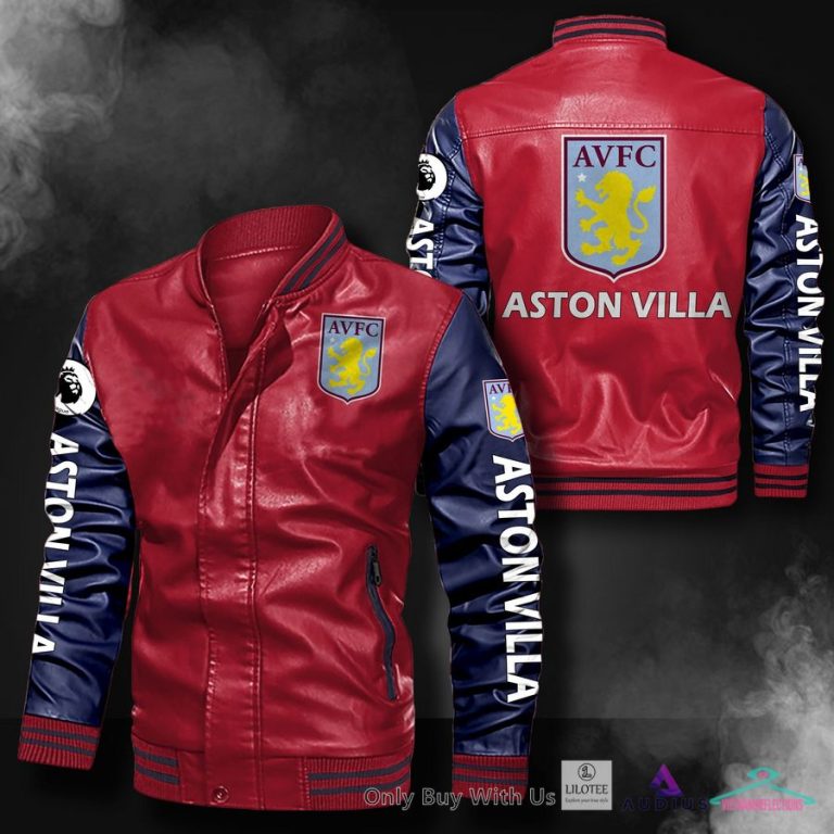 NEW Aston Villa F.C Bomber Leather Jacket 11