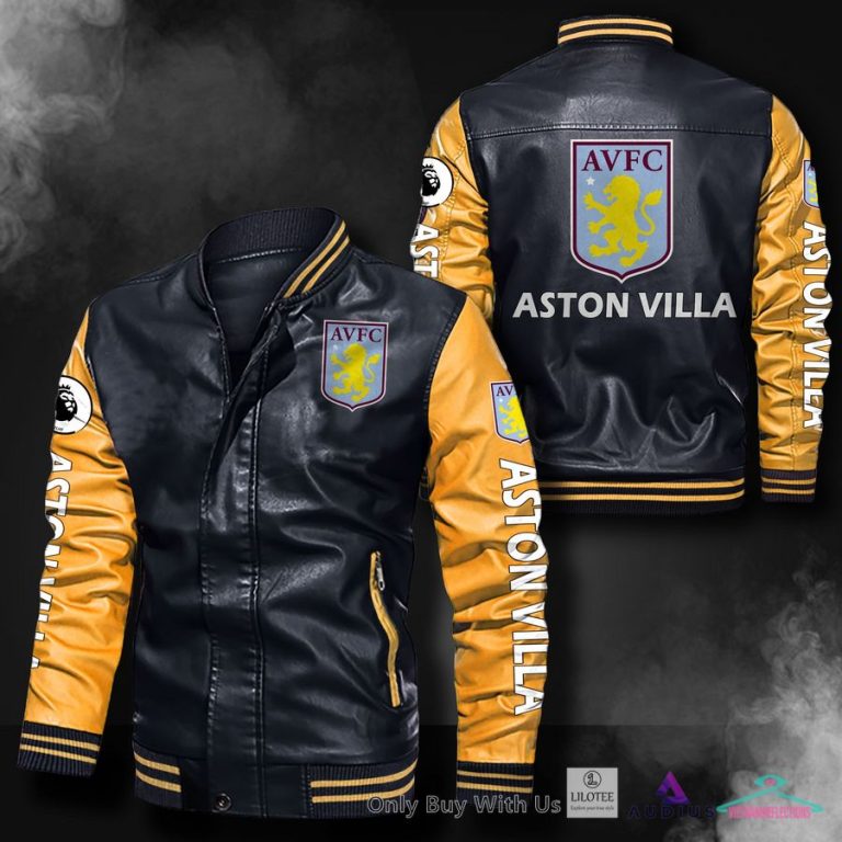 NEW Aston Villa F.C Bomber Leather Jacket 12