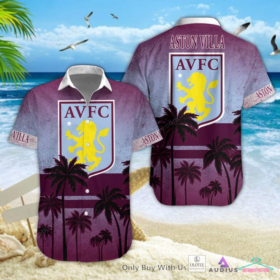 NEW Aston Villa F.C Coconut Hawaiian Shirt, Short 21