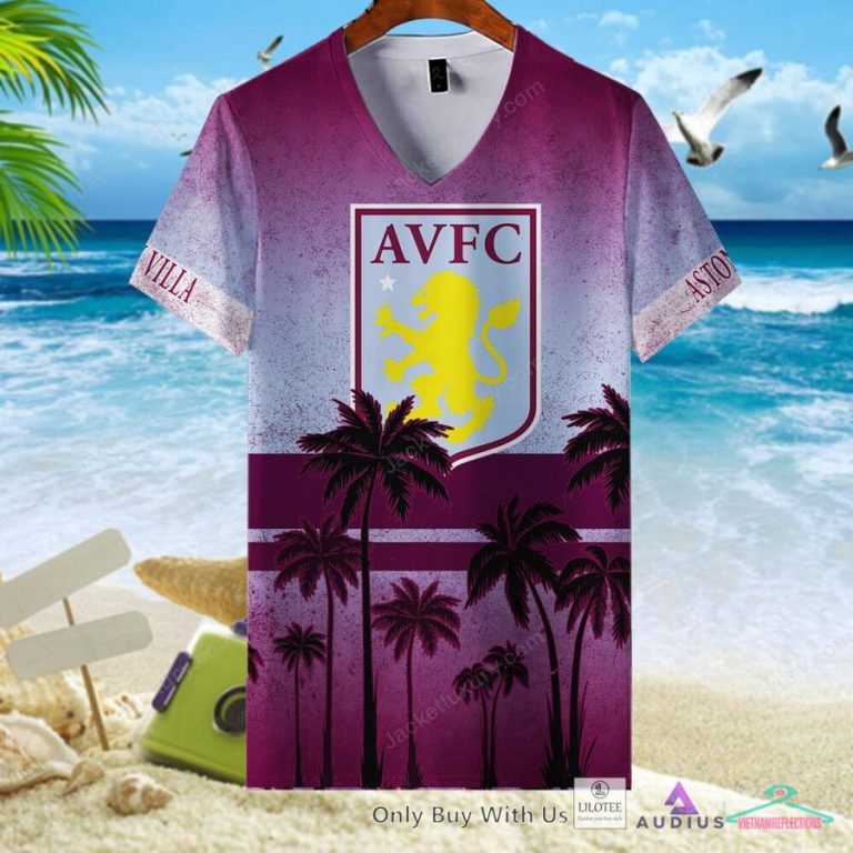NEW Aston Villa F.C Coconut Hawaiian Shirt, Short 14