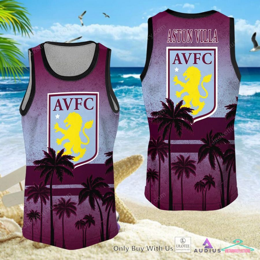 NEW Aston Villa F.C Coconut Hawaiian Shirt, Short 6