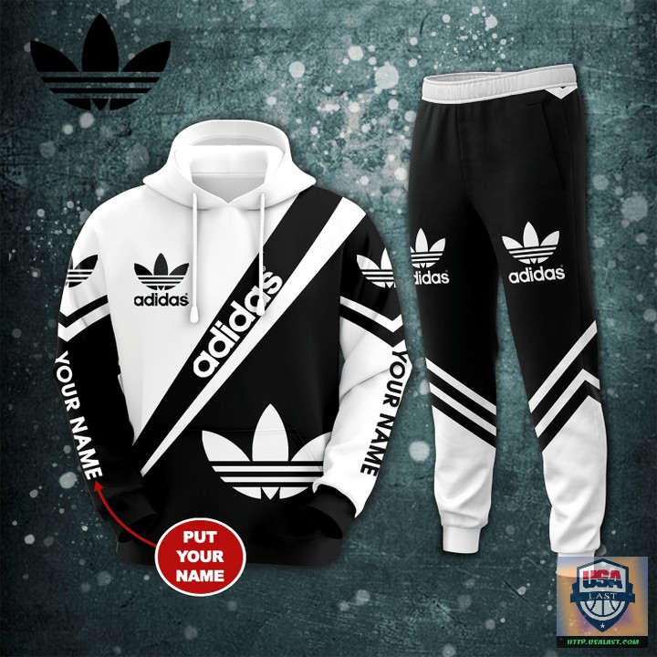 Adidas Black White Sport Personalized Hoodie Jogger Pants 29