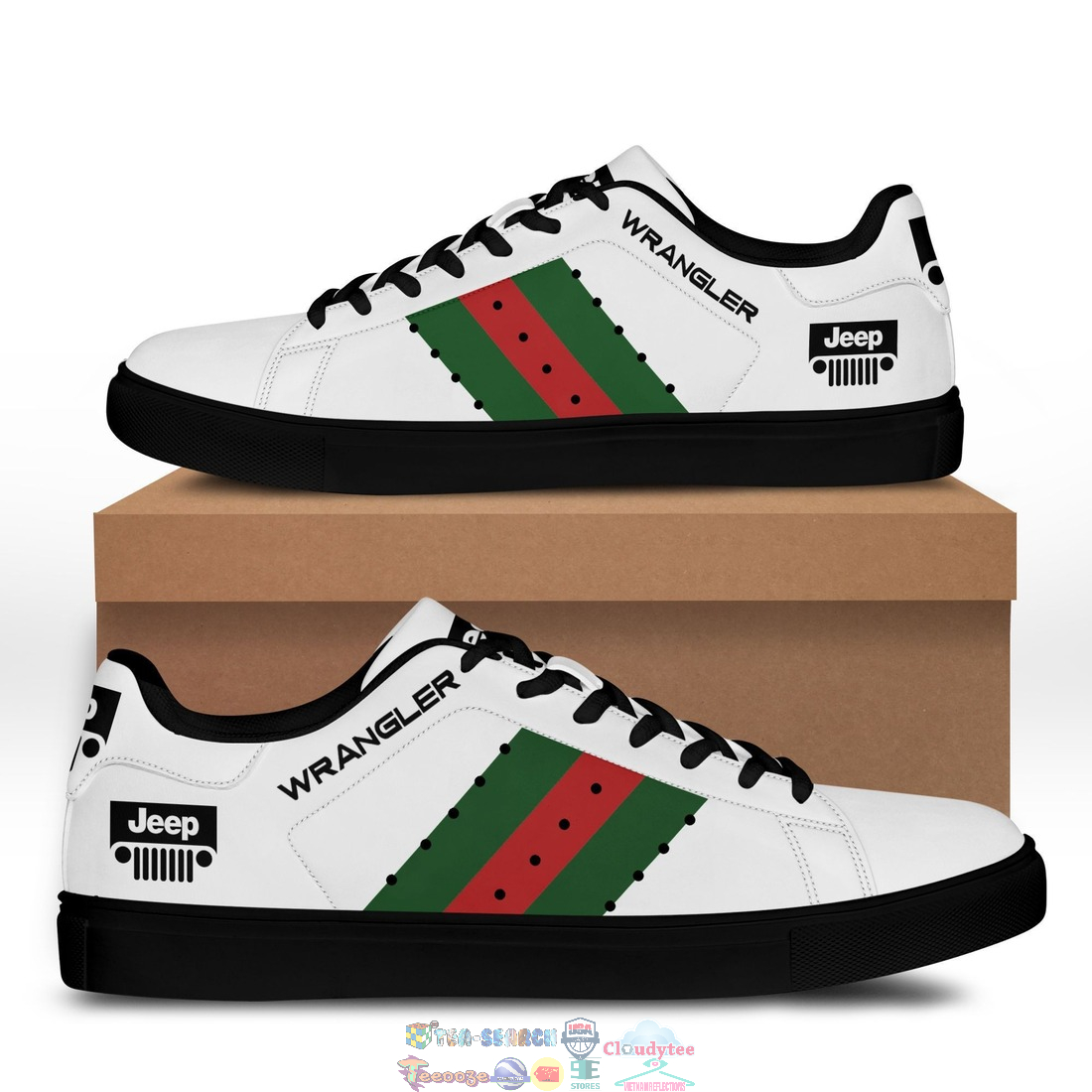 Jeep Wrangler Green Red Stripes Style 2 Stan Smith Low Top Shoes