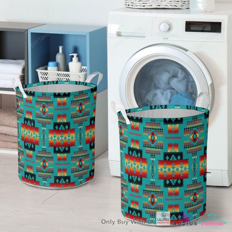 Blue Tribes Pattern Laundry Basket - Beauty is power; a smile is its sword.
