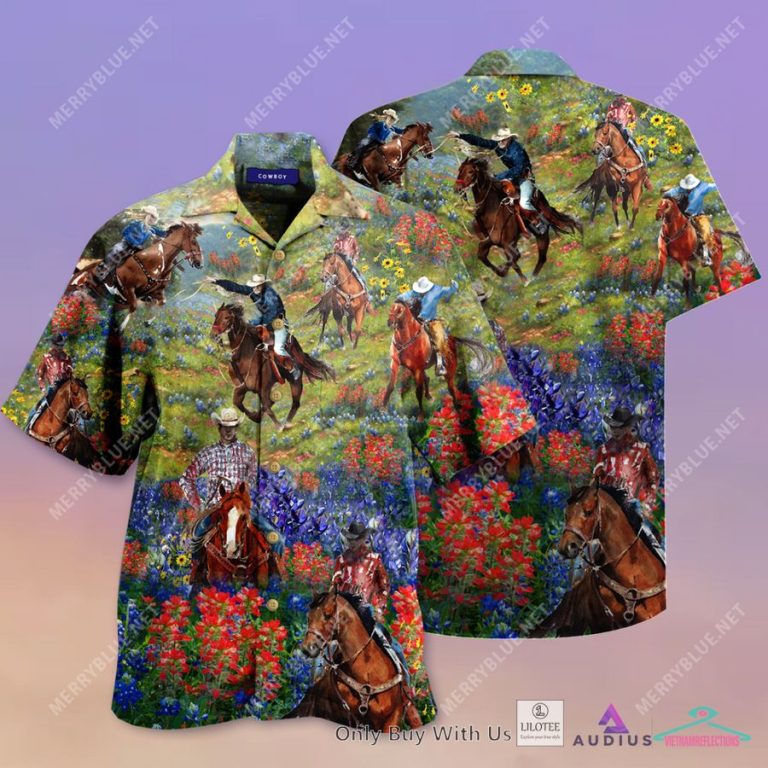 Bluebonnet And Texas Cowboy Casual Hawaiian Shirt - Eye soothing picture dear
