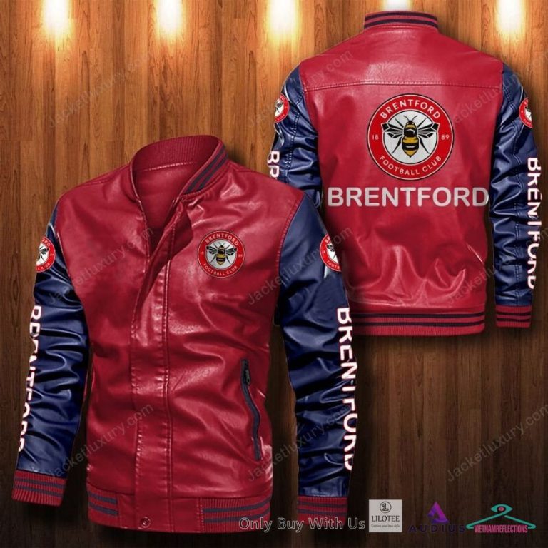 NEW Brentford FC Bomber Leather Jacket 11
