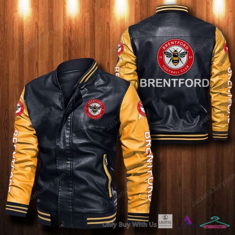 NEW Brentford FC Bomber Leather Jacket 12