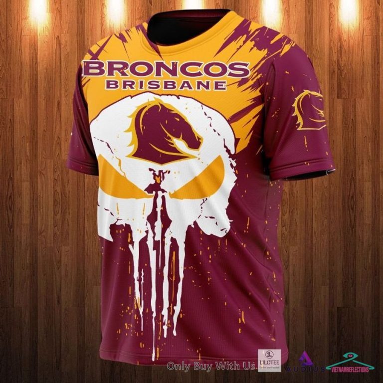 NEW Brisbane Broncos Punisher Skull Hoodie, Shirt