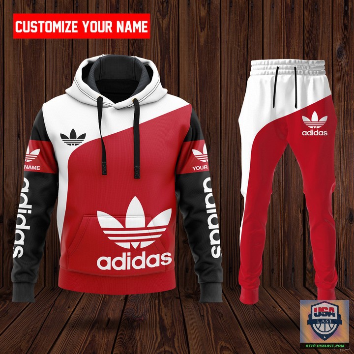 Adidas Personalized Red Hoodie Jogger Pants 73