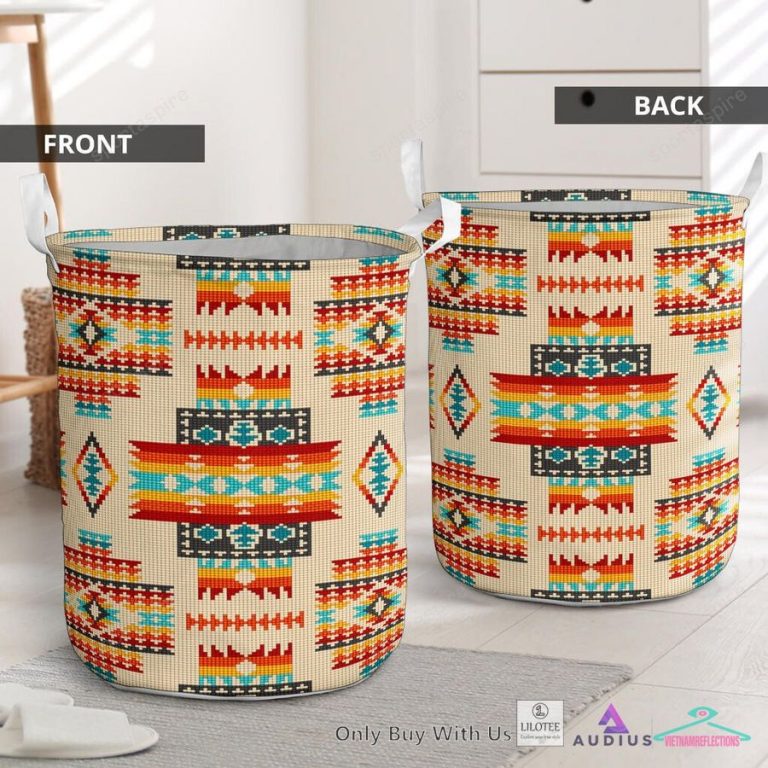 Cream Pattern Native Laundry Basket - Heroine