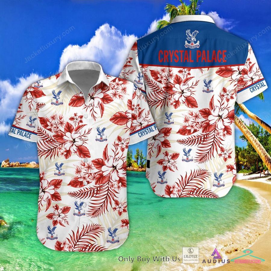 NEW Crystal Palace F.C Hibiscus Hawaiian Shirt, Short 1