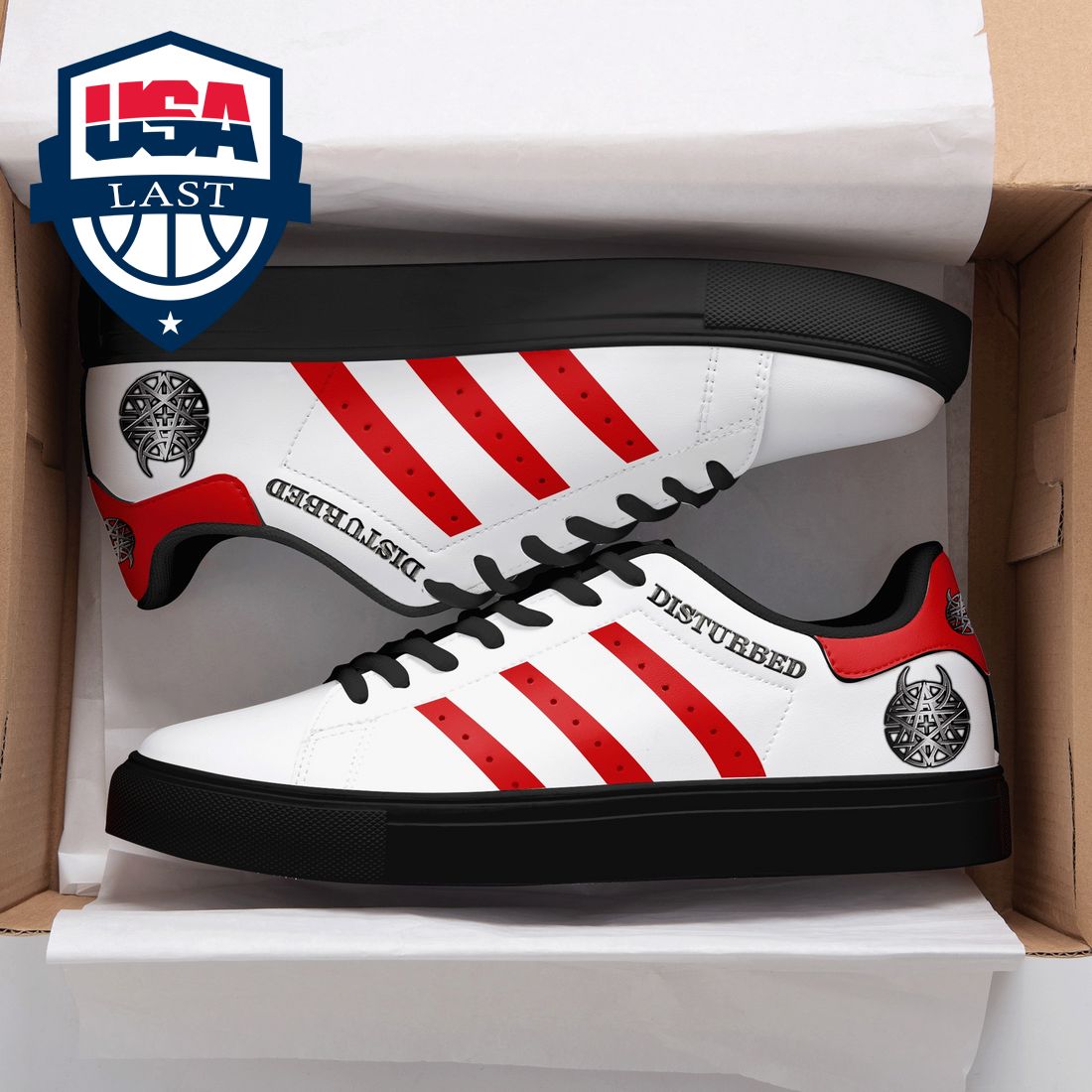 Disturbed Red Stripes Stan Smith Low Top Shoes