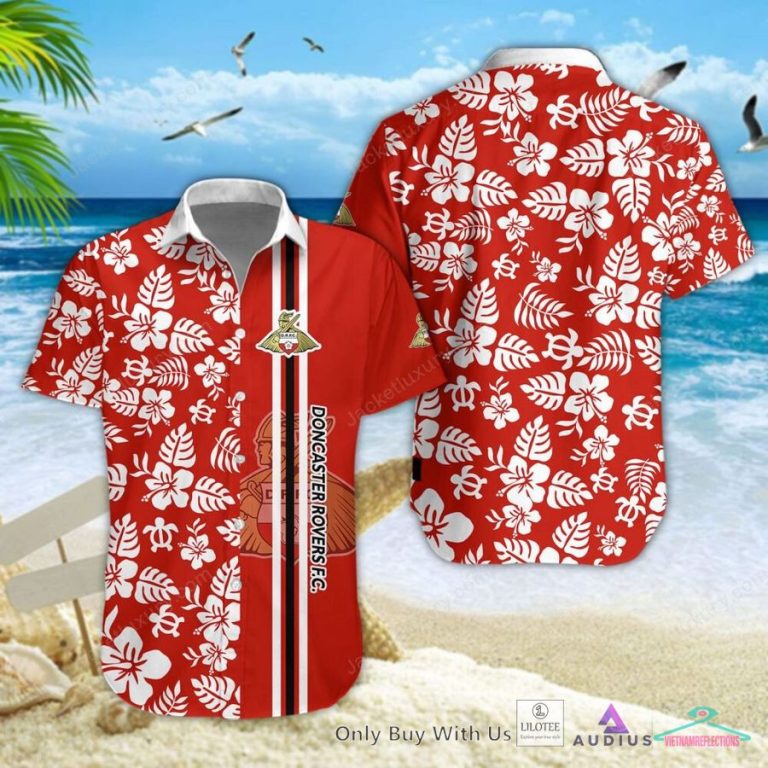 Doncaster Rovers Hibicus Hawaiian Shirt - Nice Pic