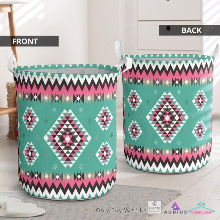Ethnic Geometric Pink Pattern Laundry Basket - Damn good