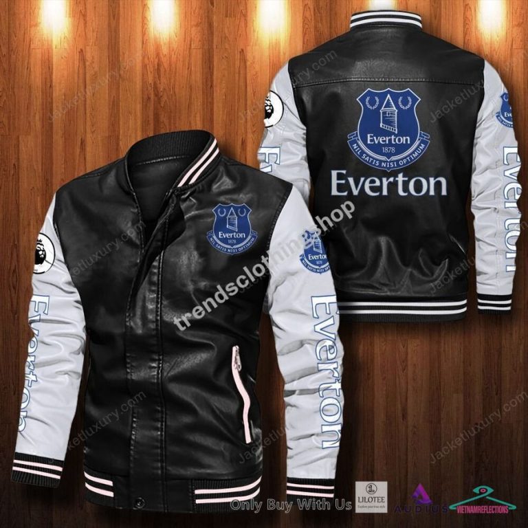 NEW Everton F.C Bomber Leather Jacket 7