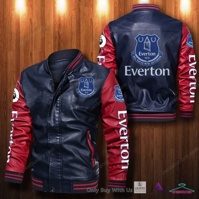 NEW Everton F.C Bomber Leather Jacket 10