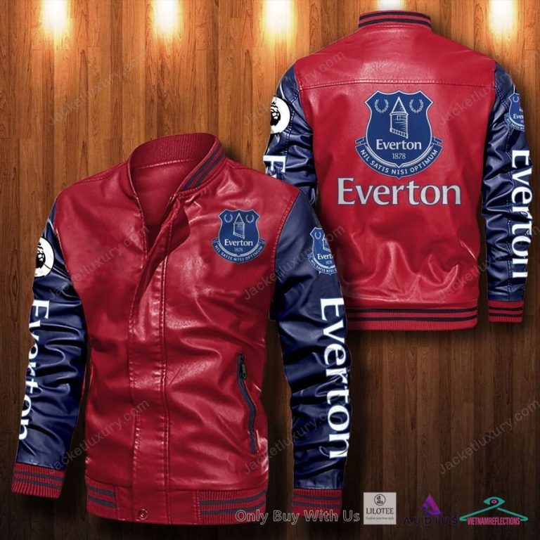 NEW Everton F.C Bomber Leather Jacket 11