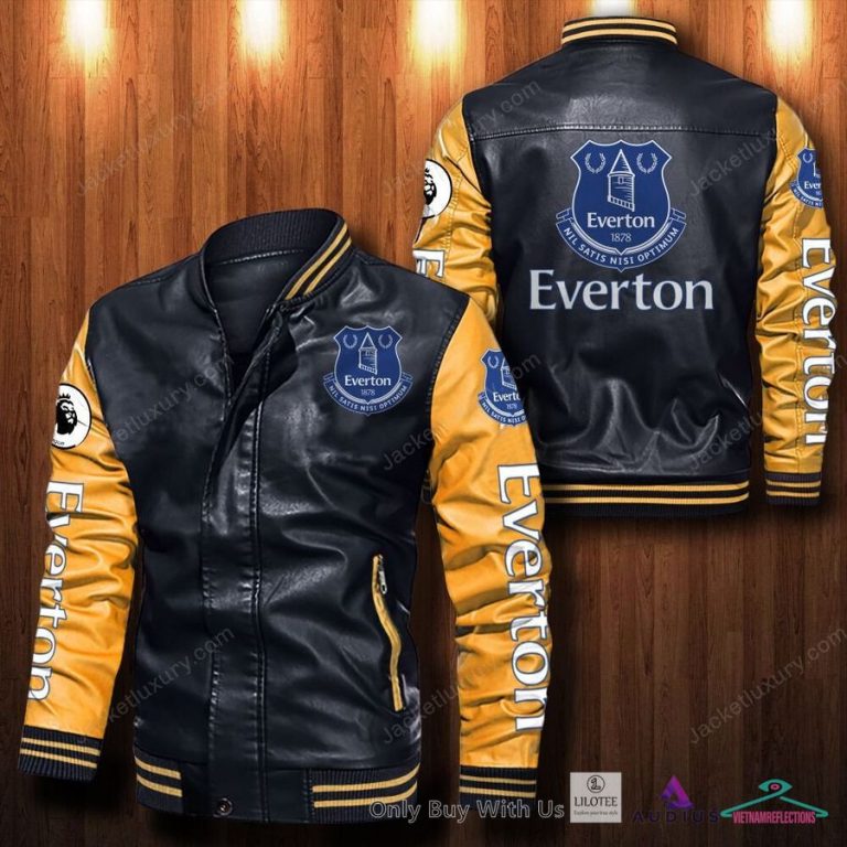 NEW Everton F.C Bomber Leather Jacket 12