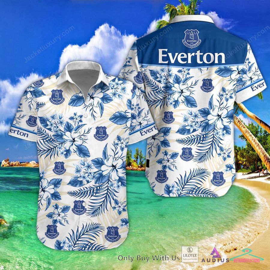 NEW Everton F.C Hibiscus Hawaiian Shirt, Short 1