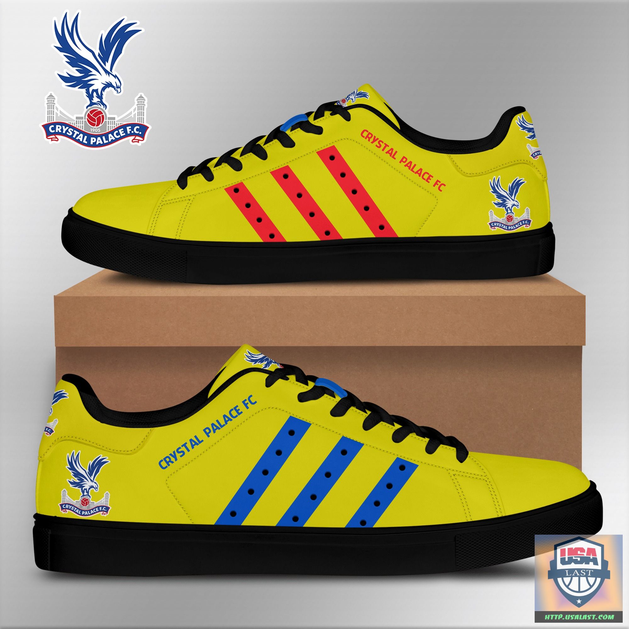 EPL Crystal Palace FC Yellow Stan Smith Shoes – Blue Red Lines