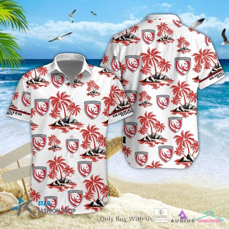 Gloucester Rugby Red Hawaiian Shirt, Short - Elegant picture.