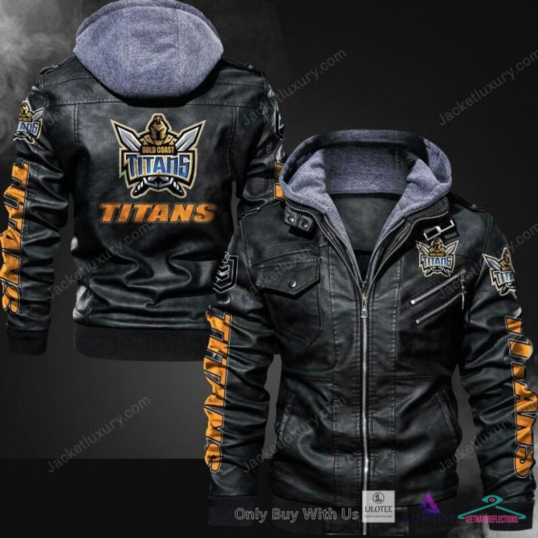 Gold Coast Titans logo Leather Jacket - Amazing Pic
