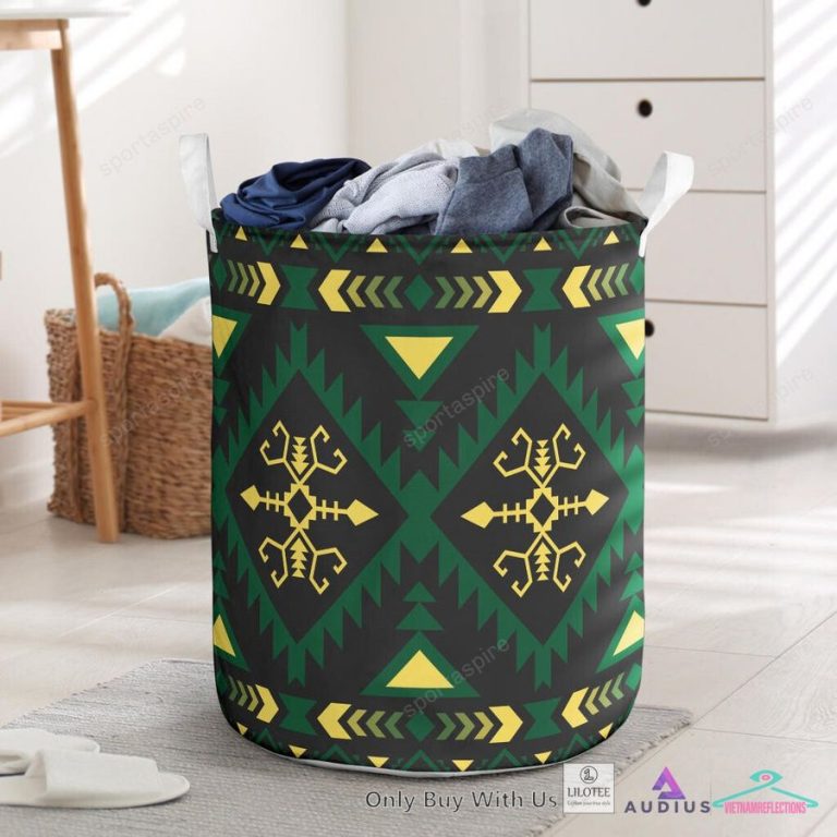 Green Pattern Native American Laundry Basket - Elegant picture.