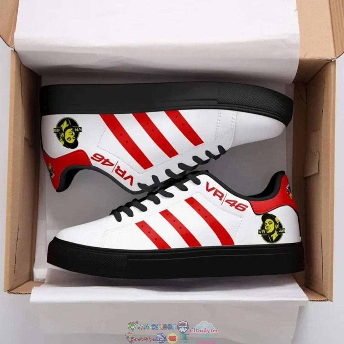 VR46 Red Stripes Stan Smith Low Top Shoes
