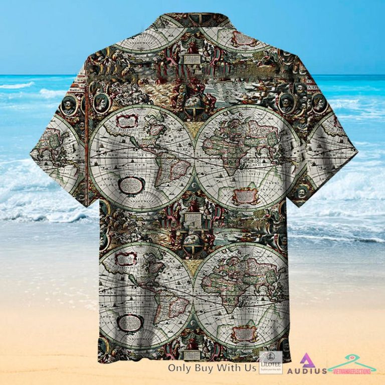 Historical Old World Map Casual Hawaiian Shirt - Pic of the century