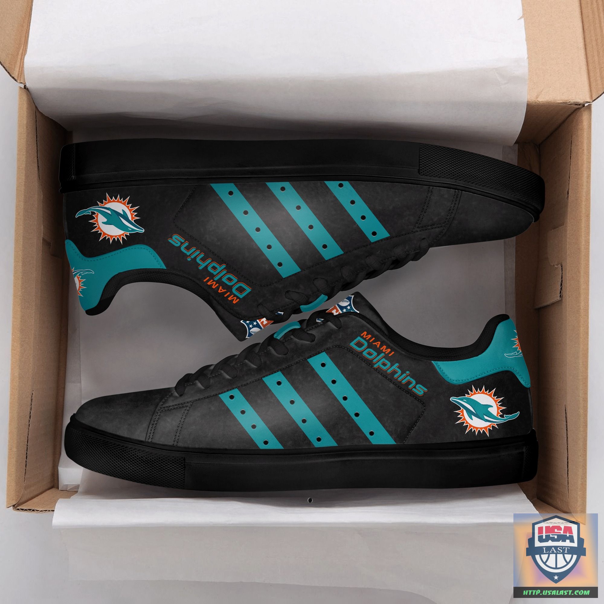 NFL Miami Dolphins Black Stan Smith Shoes