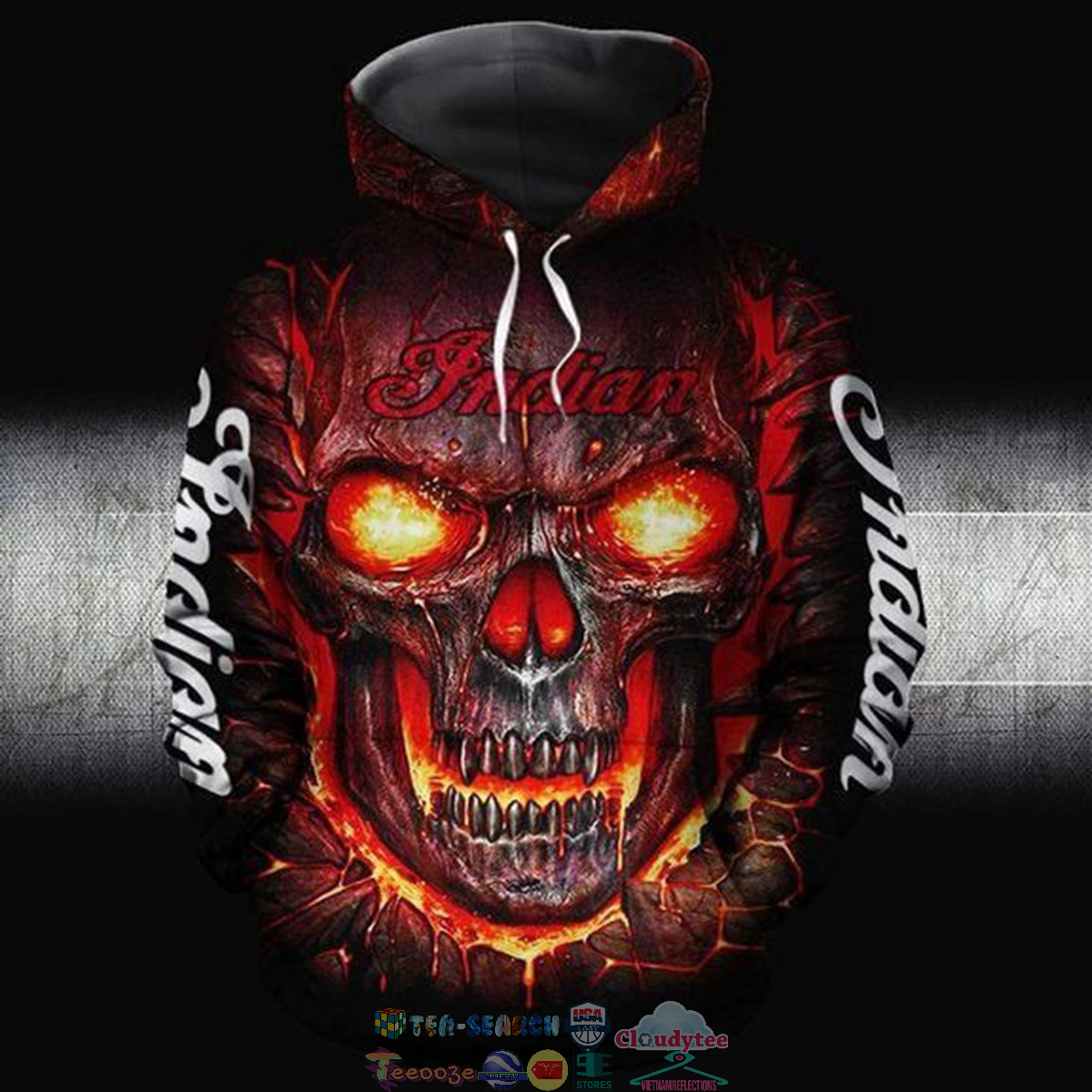 Skull Indian Motorcycle 3D hoodie and t-shirt