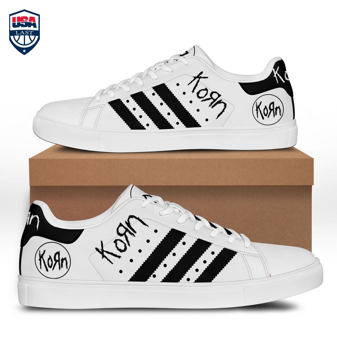 Korn Black Stripes Style 1 Stan Smith Low Top Shoes