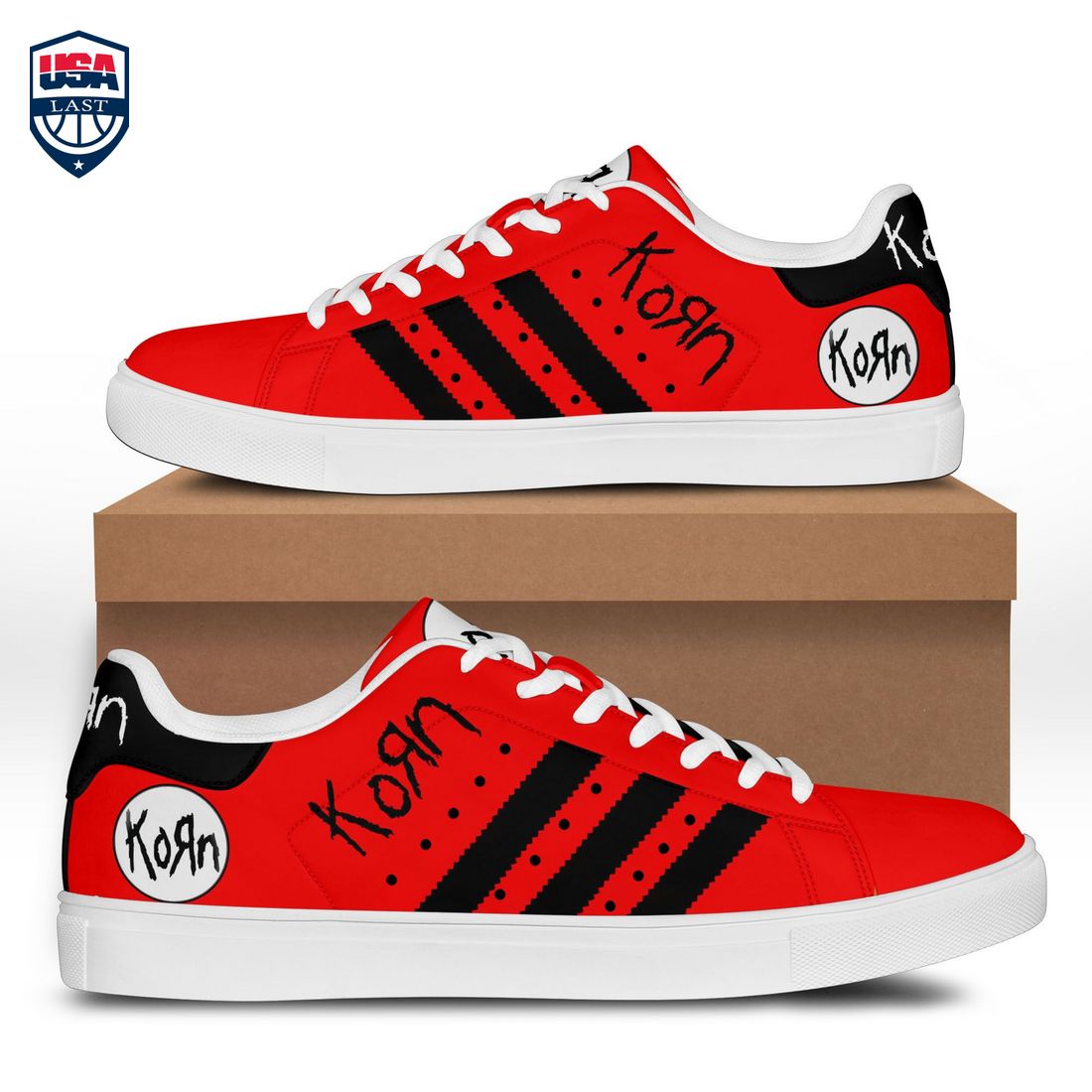 Korn Black Stripes Style 3 Stan Smith Low Top Shoes