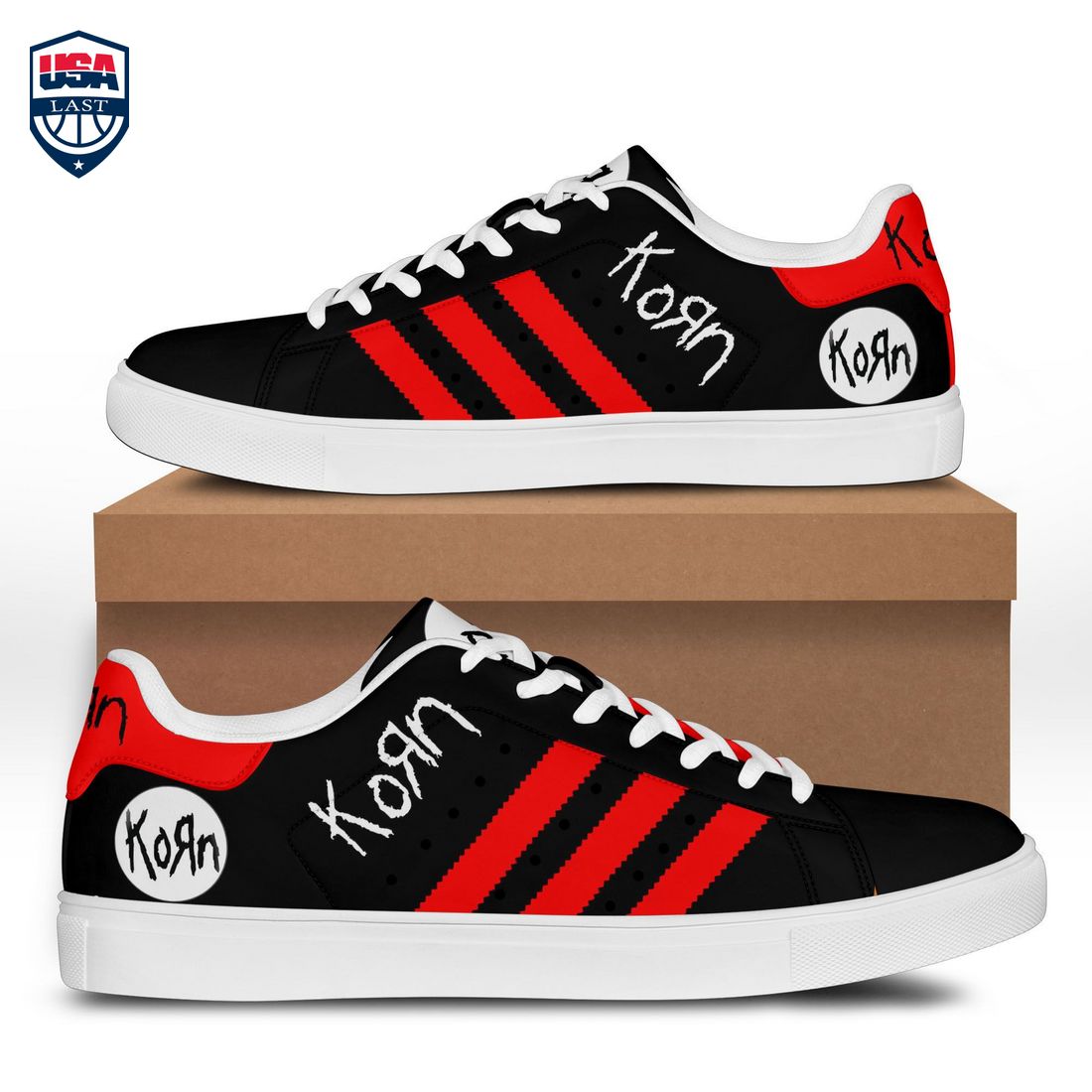 Korn Red Stripes Stan Smith Low Top Shoes