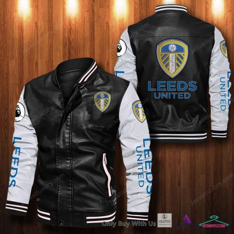 NEW Leeds United F.C Bomber Leather Jacket 7