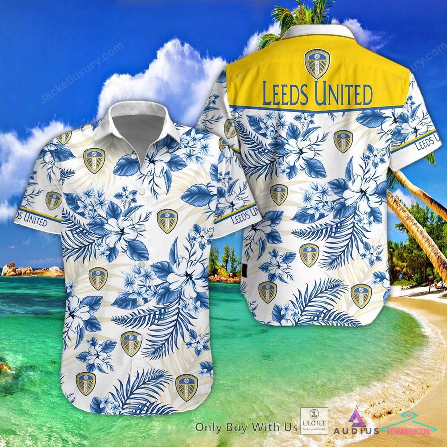 NEW Leeds United F.C Hawaiian Shirt, Short 1