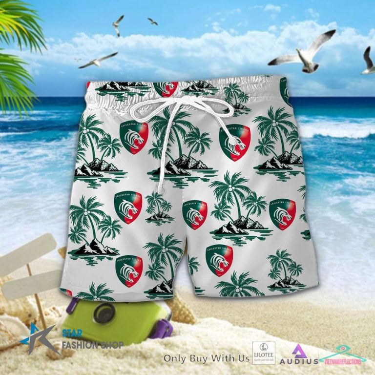 Leicester Tigers Green Hawaiian Shirt, Short - You look lazy