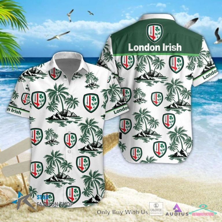 London Irish Green Hawaiian Shirt, Short - Nice Pic