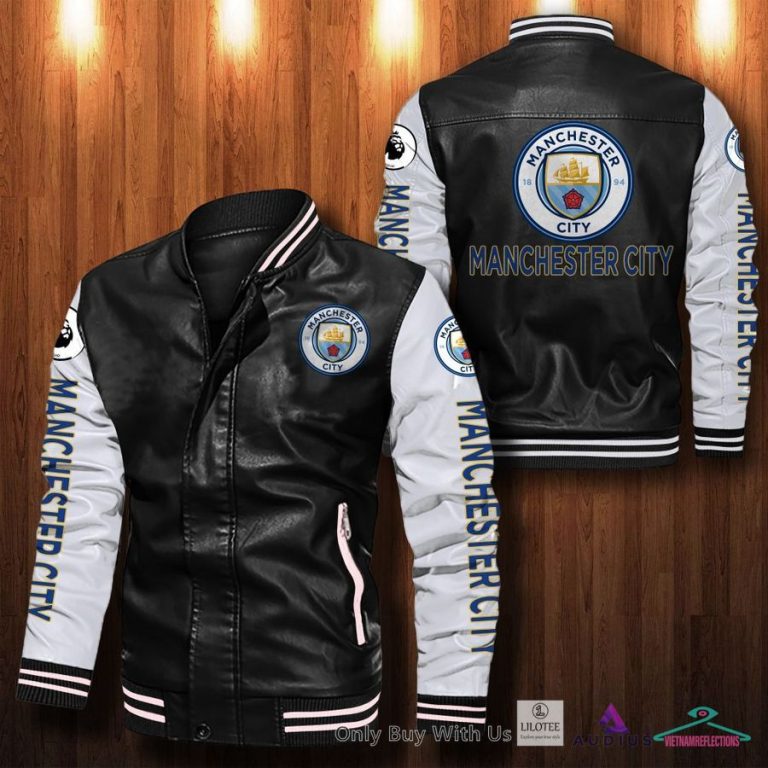 NEW Manchester City F.C Bomber Leather Jacket 7