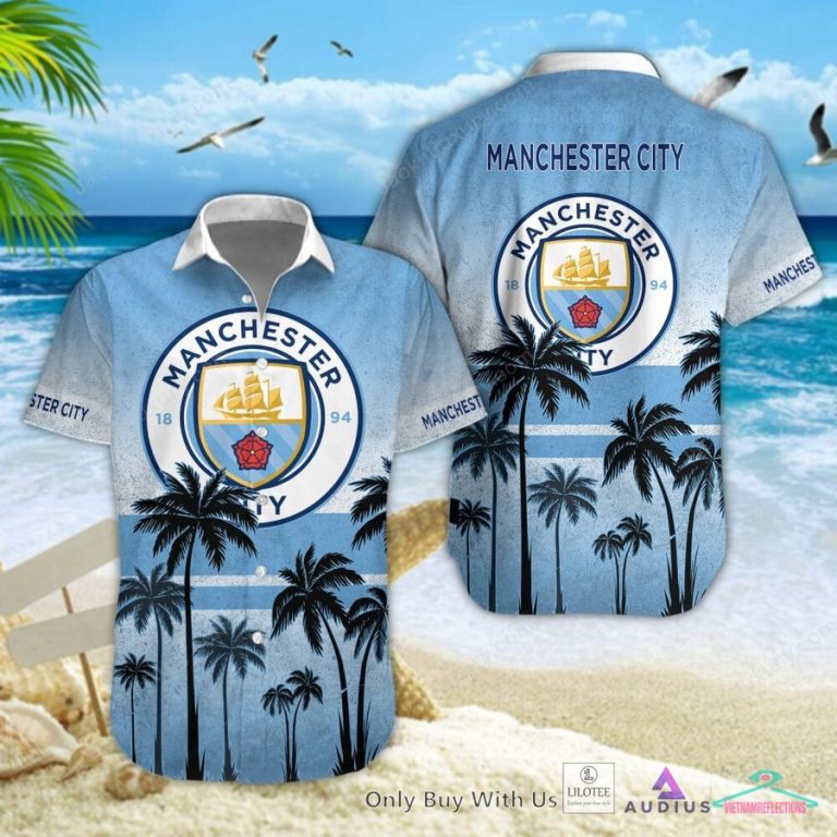NEW Manchester City F.C Coconut Hawaiian Shirt, Short 11