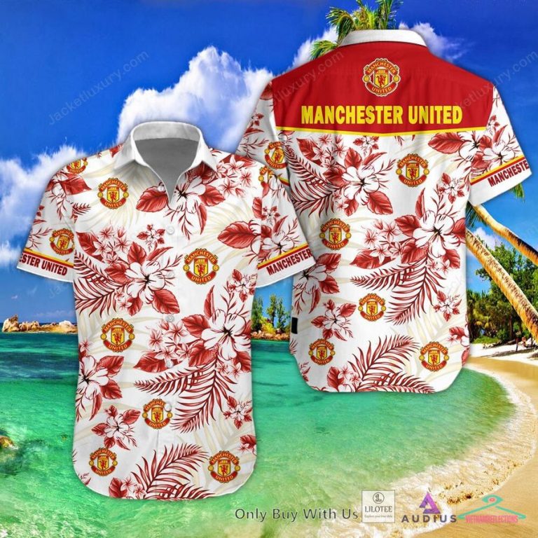 Manchester United Hibiscus Hawaiian Shirt, Short - You look lazy