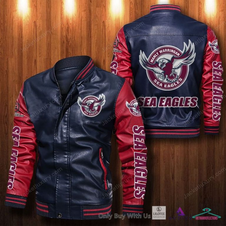Manly Warringah Sea Eagles Bomber Leather Jacket - Stand easy bro