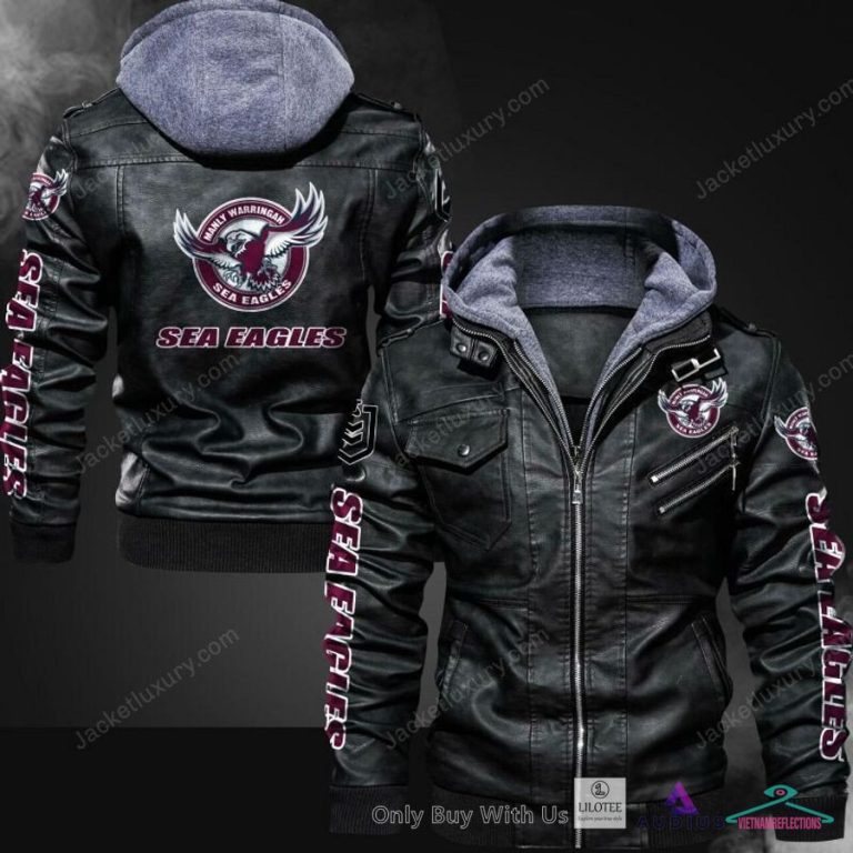 Manly Warringah Sea Eagles logo Leather Jacket - You look lazy