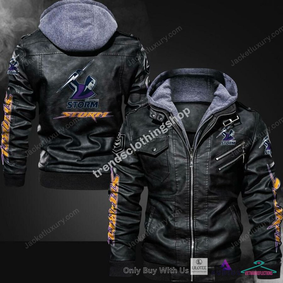 Melbourne Storm logo Leather Jacket - This place looks exotic.