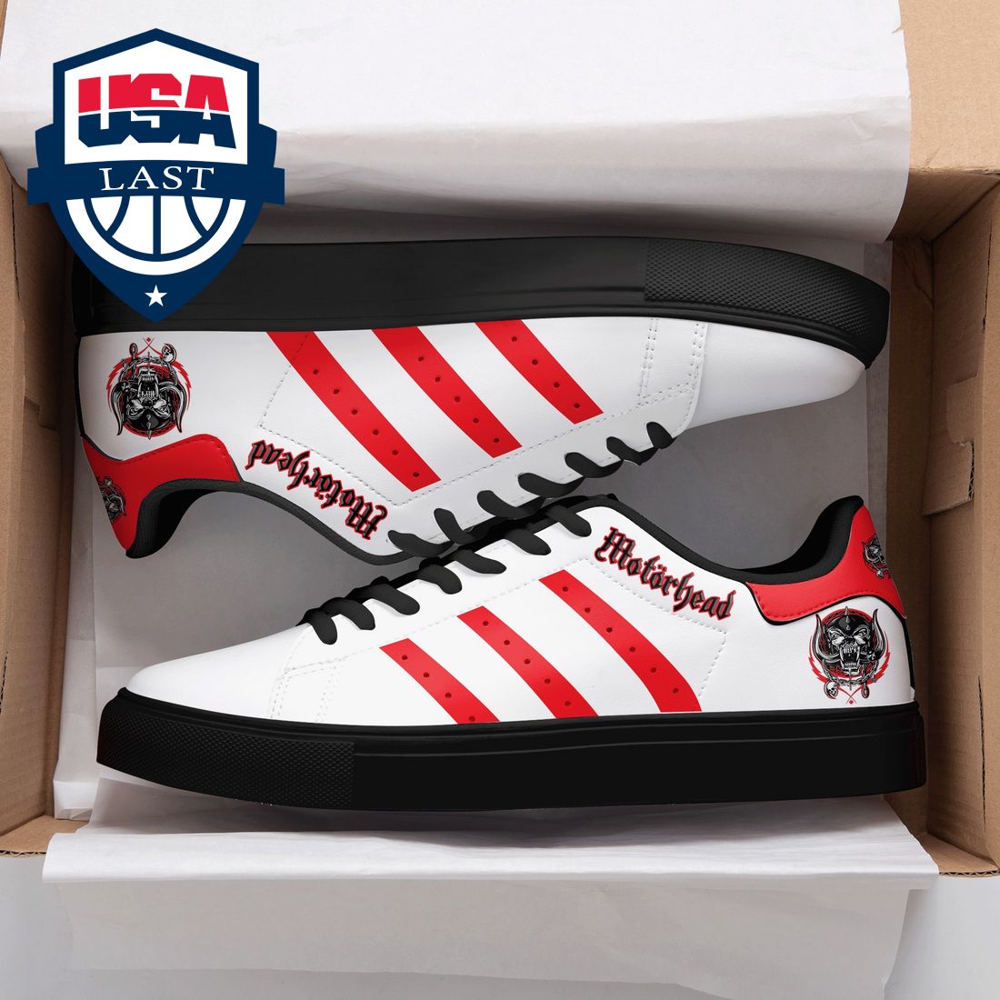 Motorhead Red Stripes Stan Smith Low Top Shoes - Nice photo dude