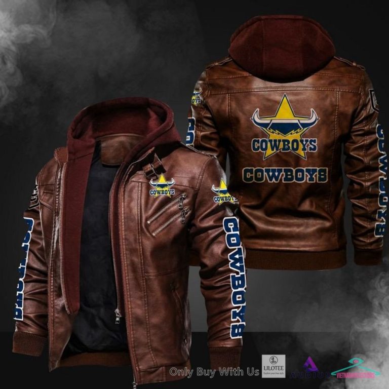 North Queensland Cowboys Leather Jacket - Two little brothers rocking together