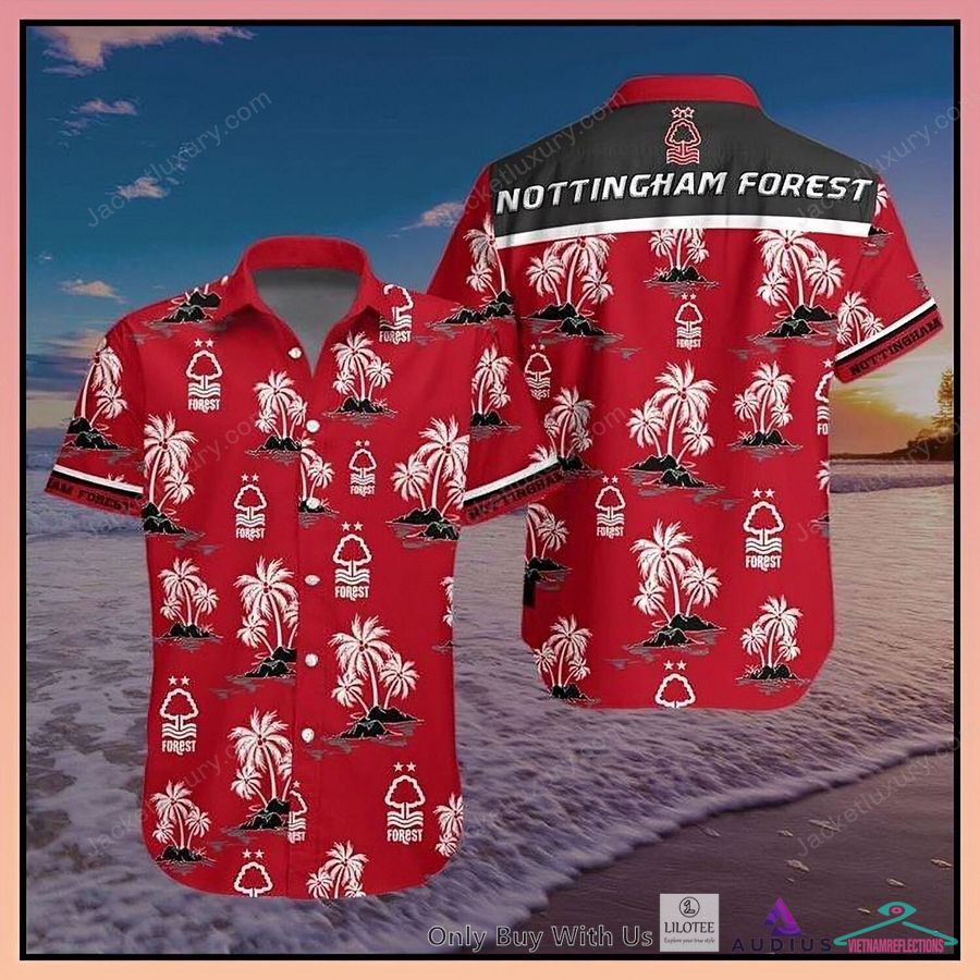 NEW Nottingham Forest F.C Coconut red Hawaiian Shirt, Short 1