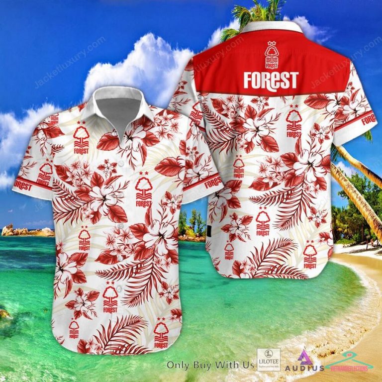 NEW Nottingham Forest F.C Hibiscus Hawaiian Shirt, Short 3