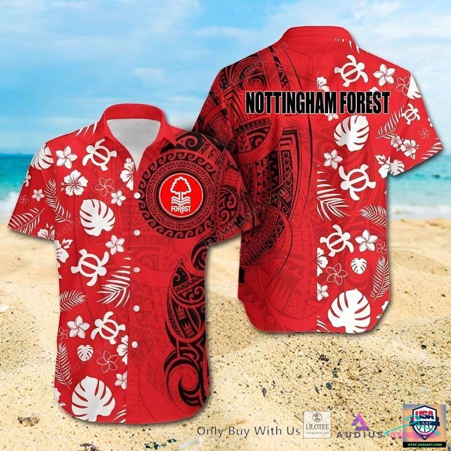 NEW Nottingham Forest F.C Red Hawaiian Shirt, Short 2