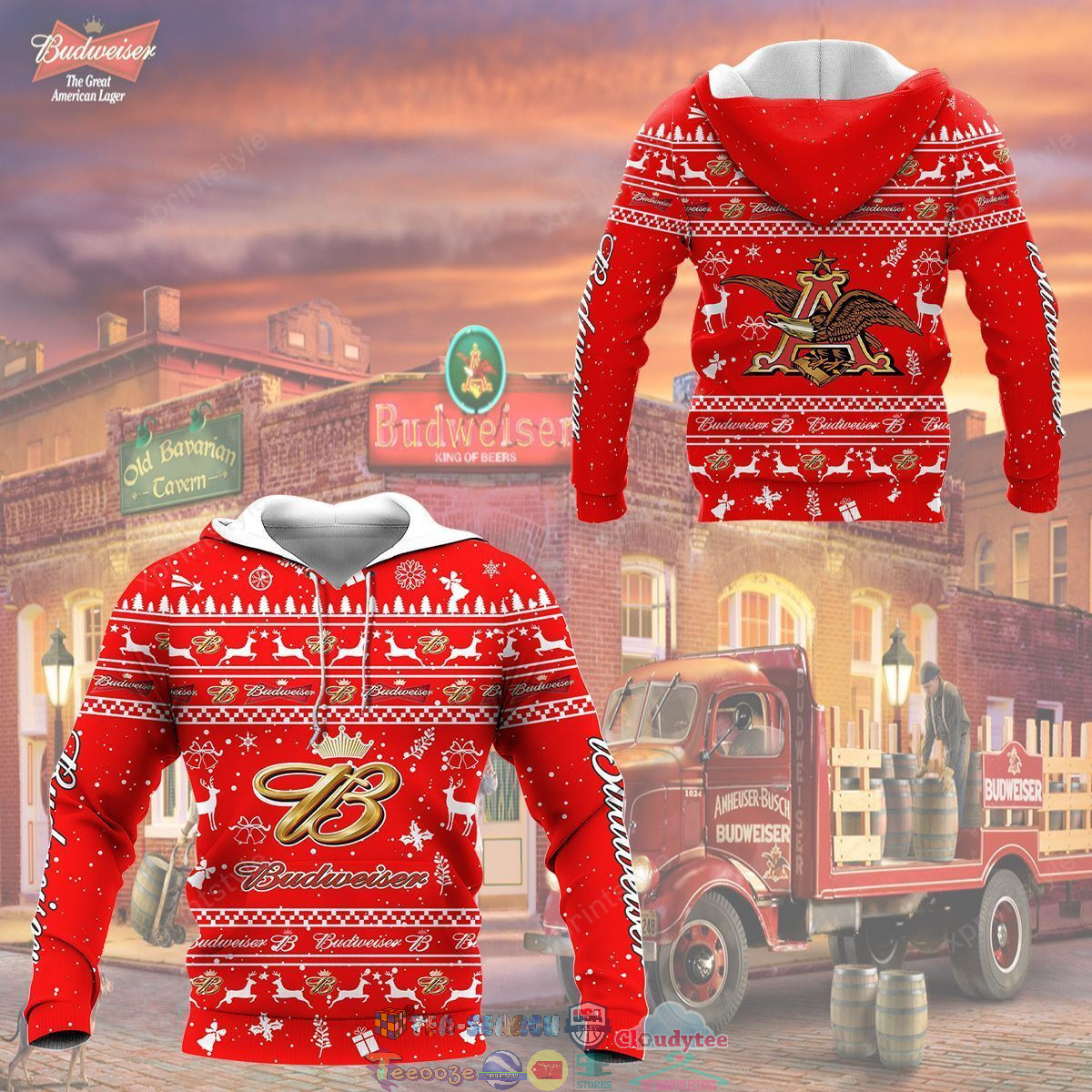 Budweiser Beer Christmas 3D hoodie and t-shirt
